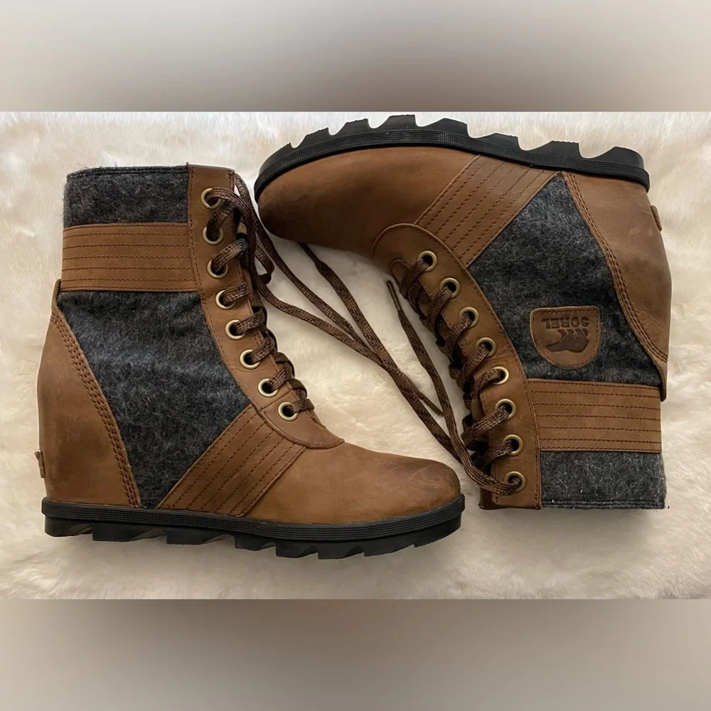 Sorel Joan Of Arctic Wedge Leather Boots - Picture 1 of 5